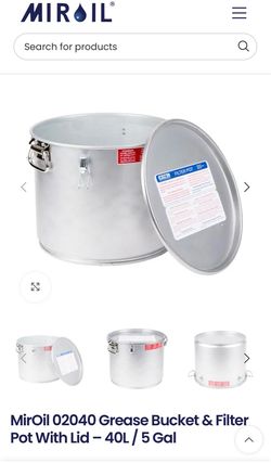 MirOil 02040 Grease Bucket & Filter Pot with Lid 5 Gal