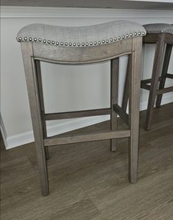 31 inch height  Grey Saddle Bar Stools set of 3 $150