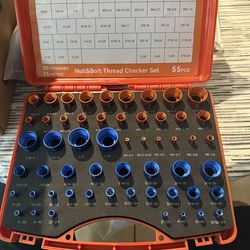 55Pcs Nut and Bolt Thread Checker (30 Standard & 25 Metric), Detachable Bolt Size Finder Kit, Precision Thread Gauge, Color-Coded Orange/Blue new $40 