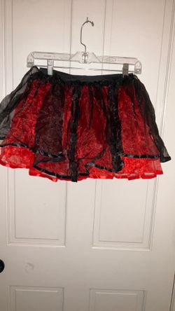 Red & Black Ribbon Skirt &  Lace Up Bell Gloves