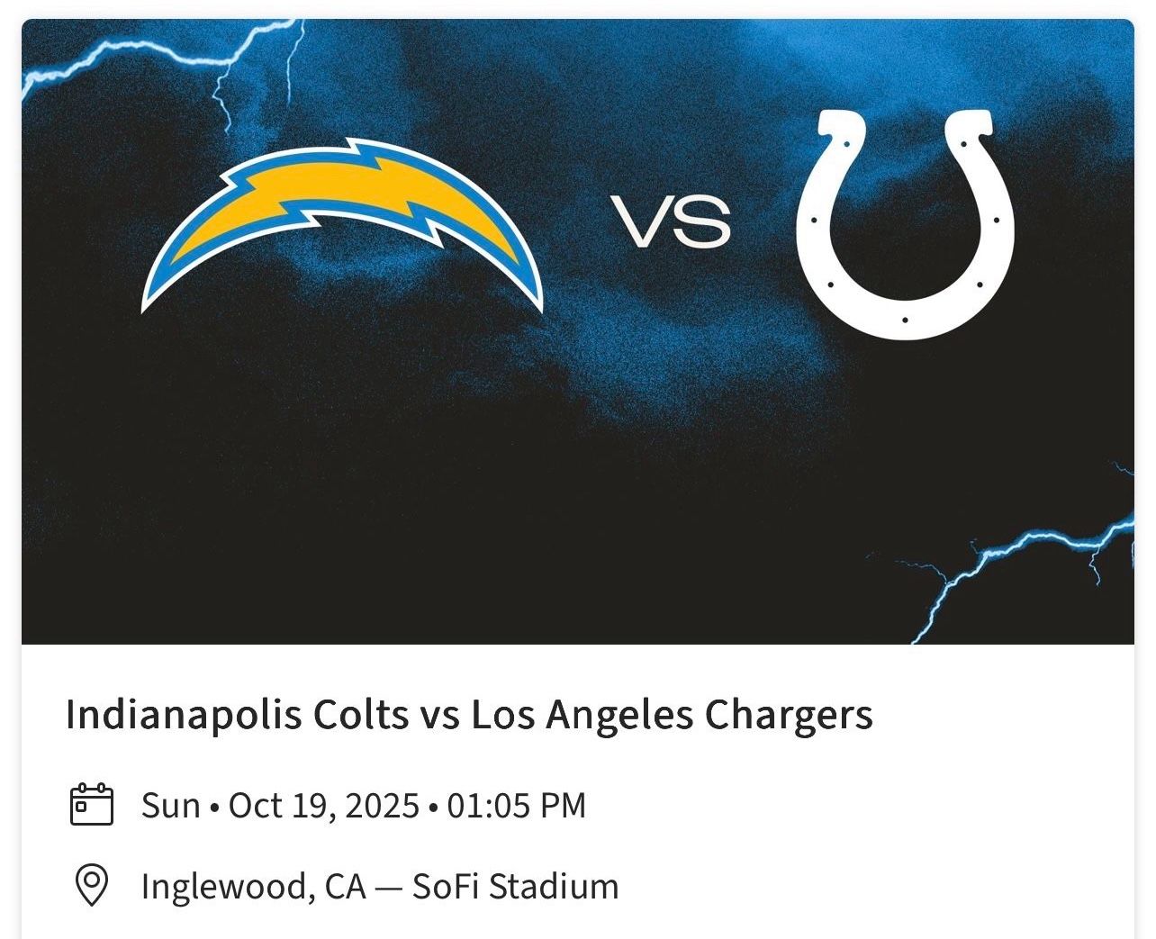 Los Angeles Chargers Vs Indianapolis Colts