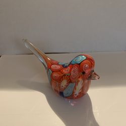 Millifiori Art Glass Bird. Solid Glass 3.75" Tall Almost 7.5" Long No Signature