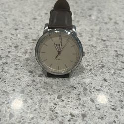 Fossil Men's Minimalist Quartz Stainless Steel and Leather Three-Hand Watch