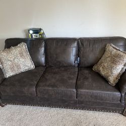 Brown Couch And Ottoman
