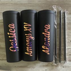 Custom Tall Skinny Tumbler With Straw