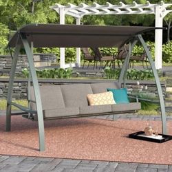 New 3 Seat Daybed Swing w/Canopy Heavy Duty Iron