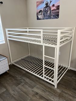 Low Metal Bunk Bed Frame WHITE