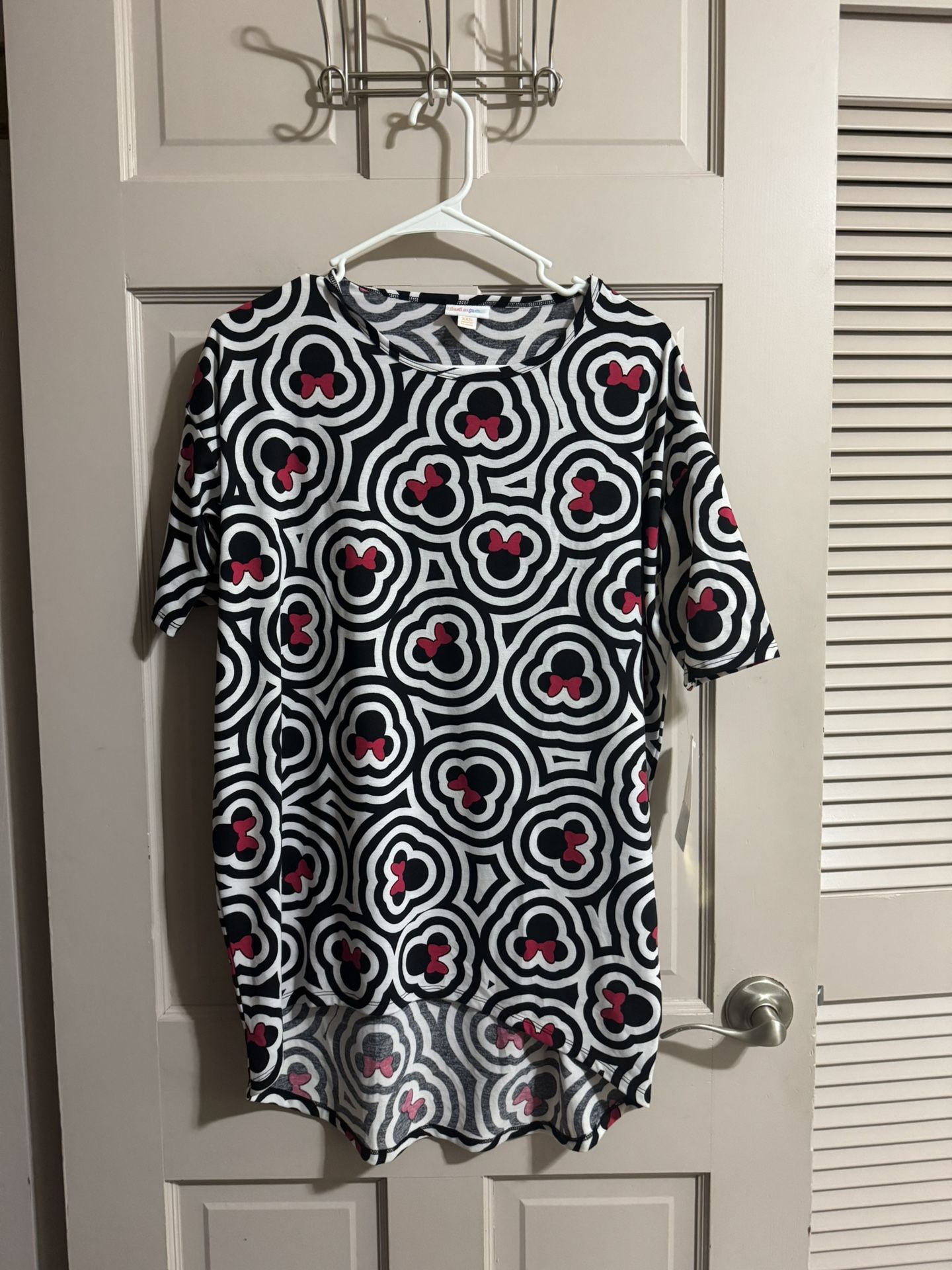 LuLaRoe Irma Tee Size XXS Womens Disney Mickey Mouse Print Blouse Top NWT