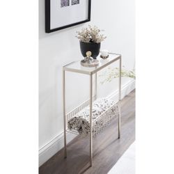 Modern Gold/Silver Side Table w/ Storage Rack