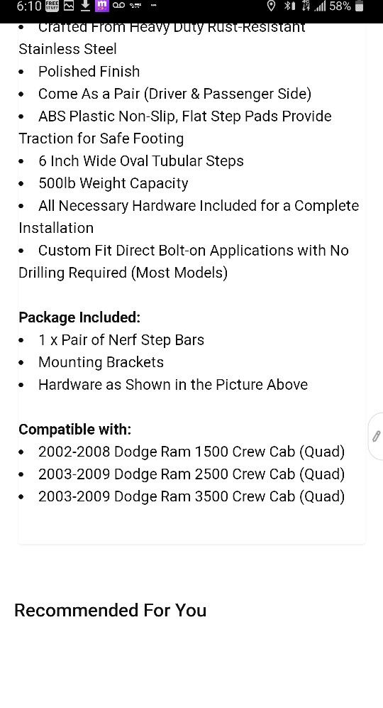 Dodge Ram Nerf Bars