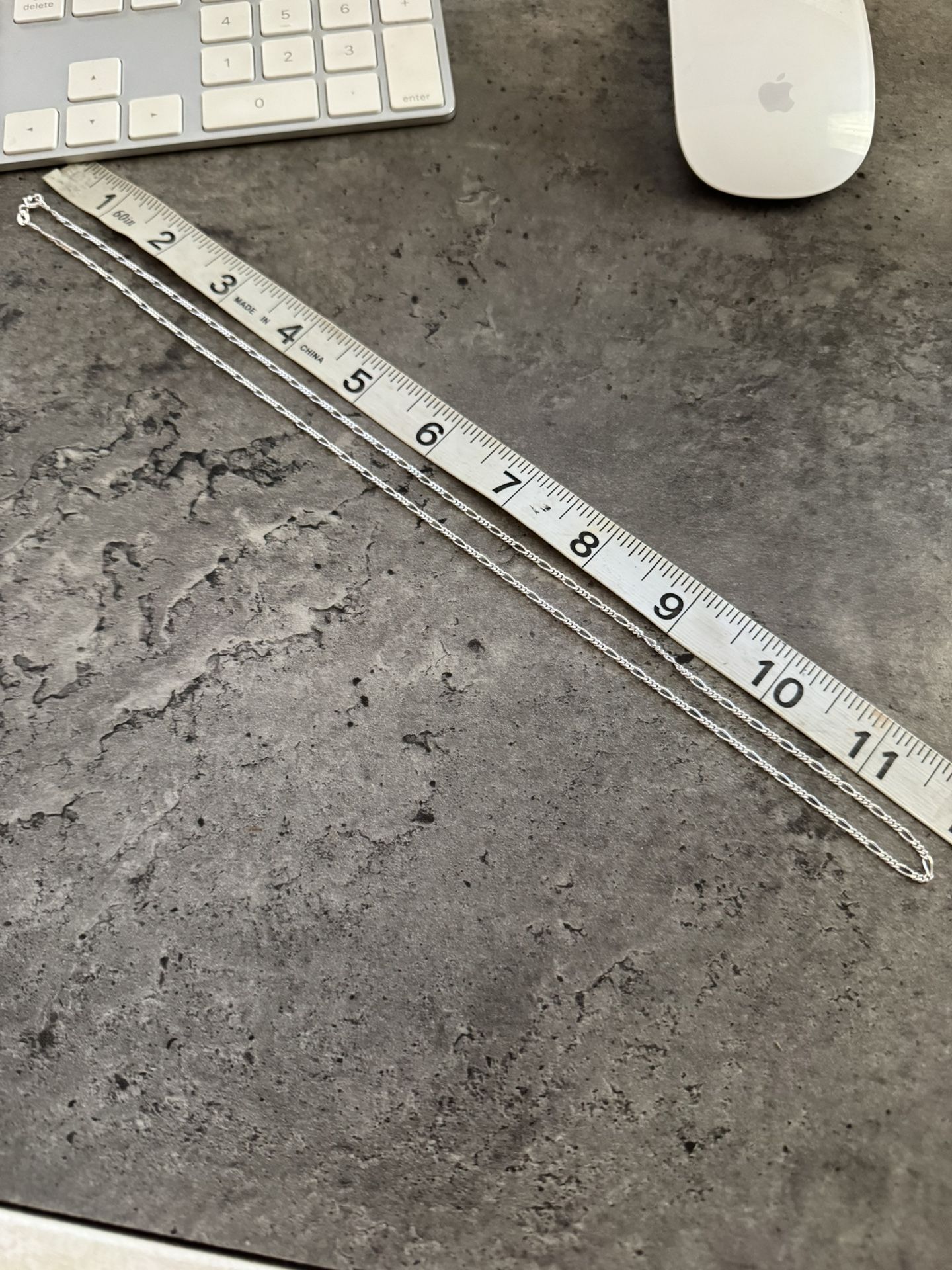 New 925 Italy Silver Figaro Chain 24” Long 4 Grams