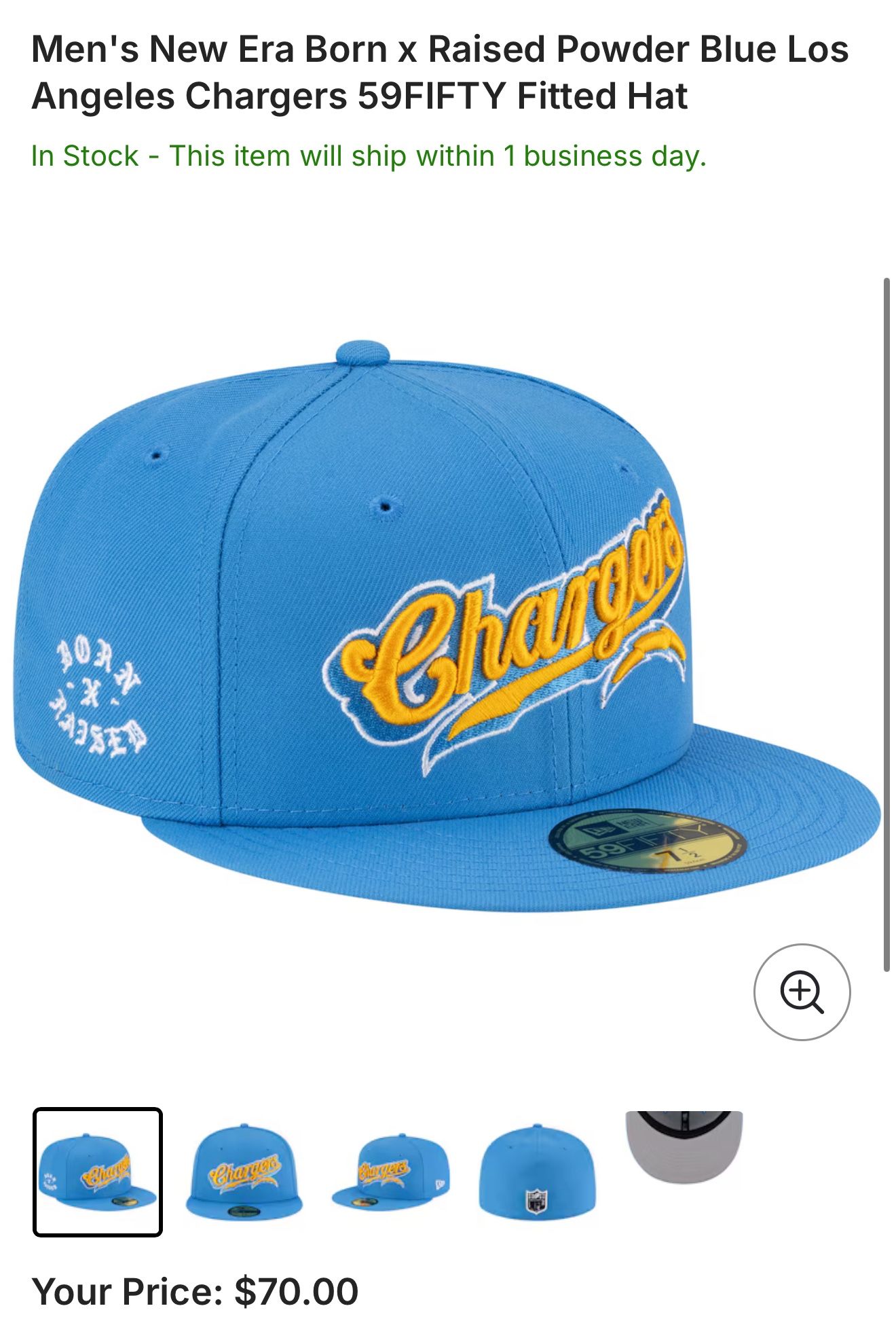 Los Angeles Chargers 59fifty Fitted Hat Born And Raised