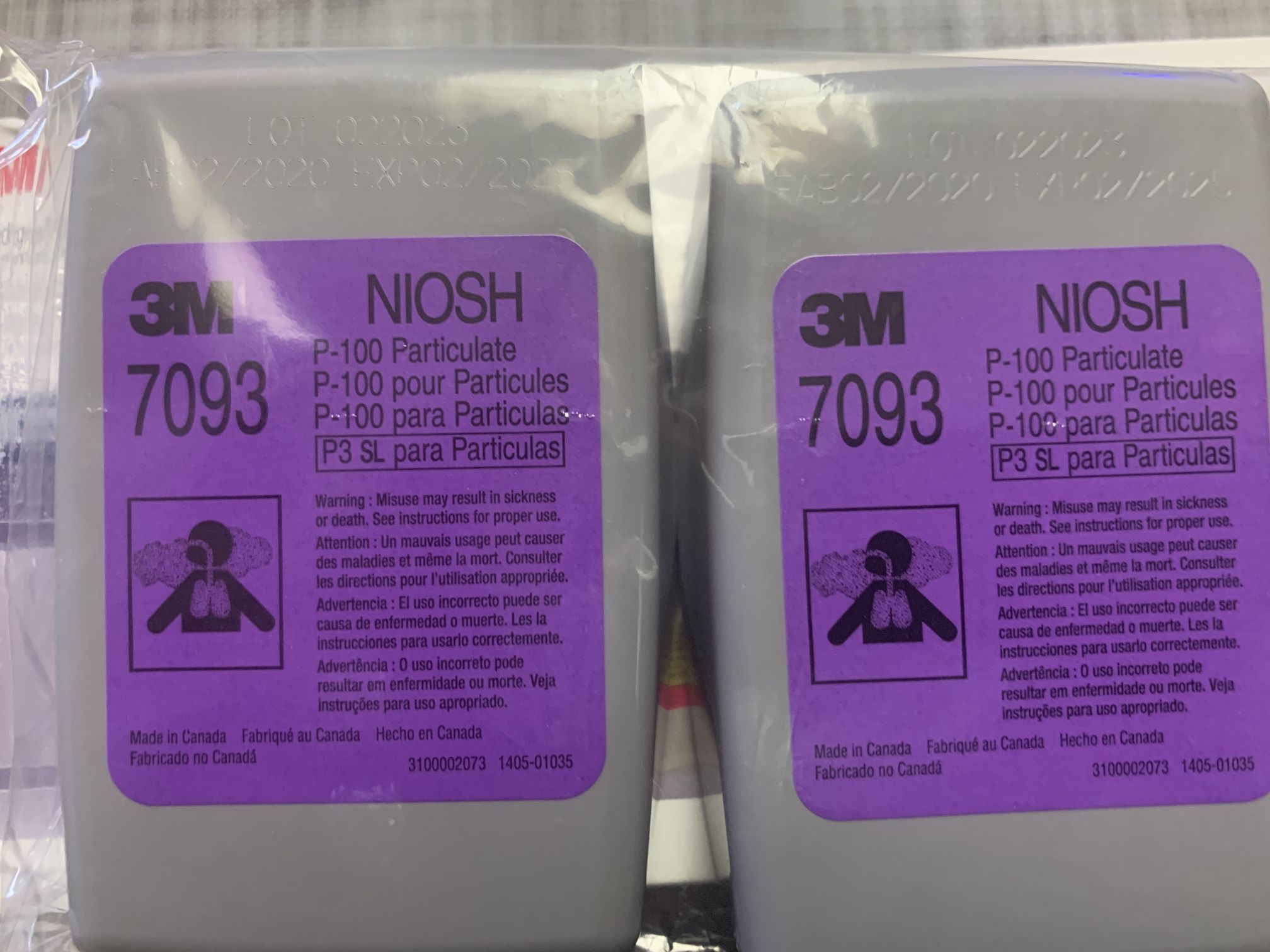 NEW Sealed Box Of 12 (6 Pairs) 3M 7093 Particulate Filter Cartridges Exp 02/25