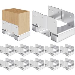 10Pcs 4x6 Post Base Brackets Fit for Concrete Deck Fence Post Anchor Base Holder Kit -Sliver