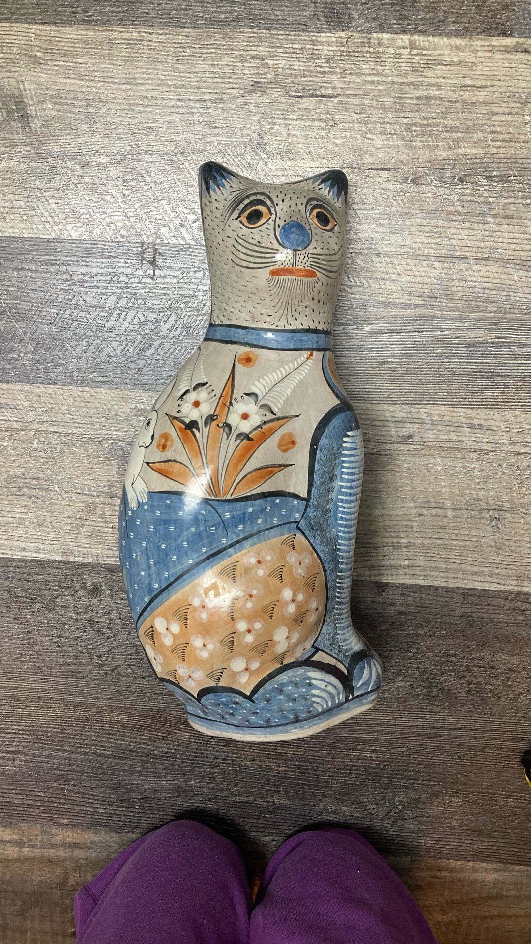 Vintage Tonala 14” Cat Hand Painted Mexican Folk Art