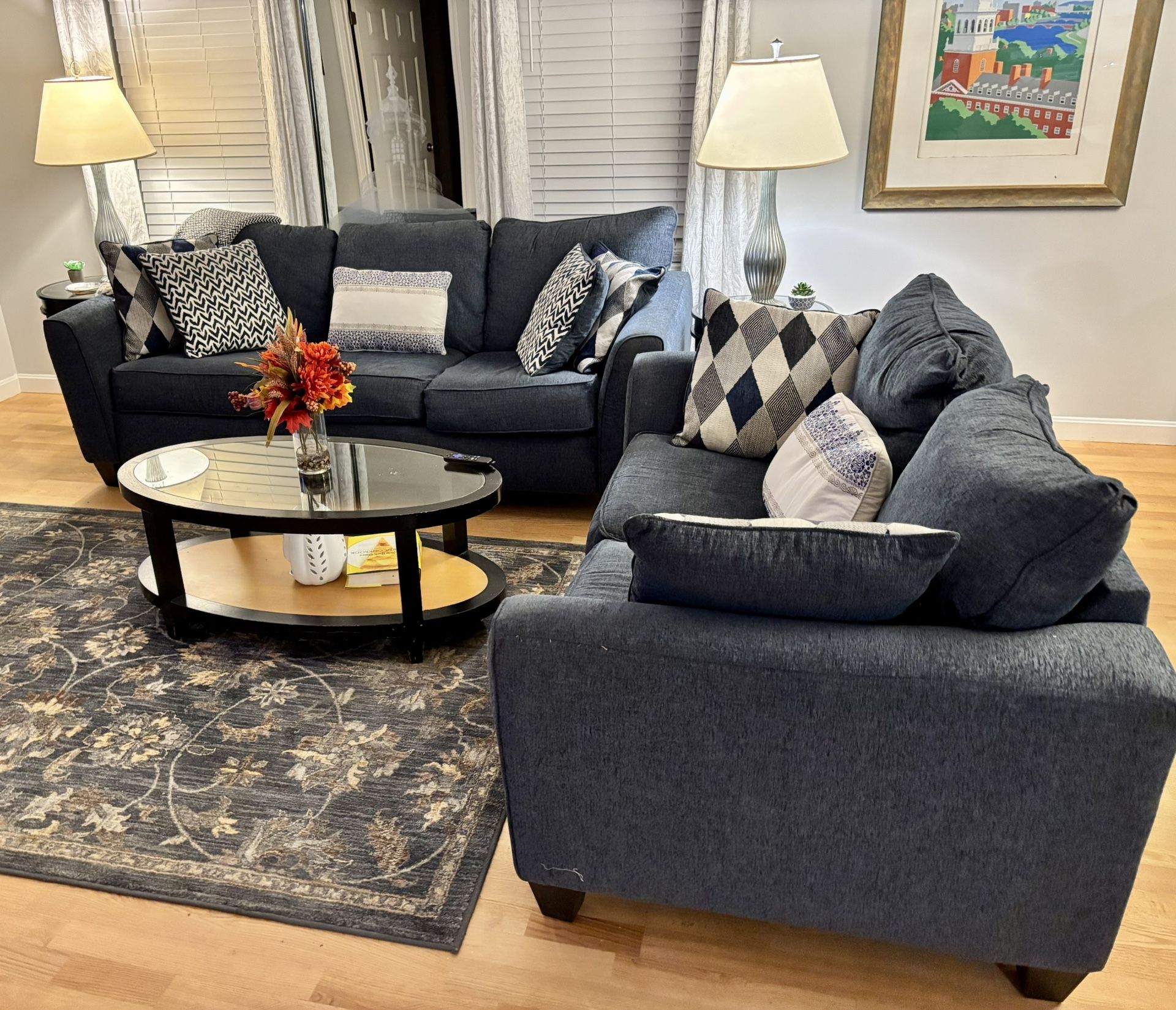 Sofa And Matching Loveseat. Chenille.   Like New