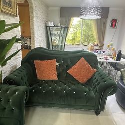 Green sofa couch 