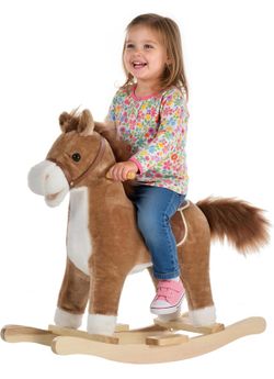 Qaba Ride On Rocking Horse Rocking Chair with Sounds, Moving Mouth, Wagging Tail - New in Box