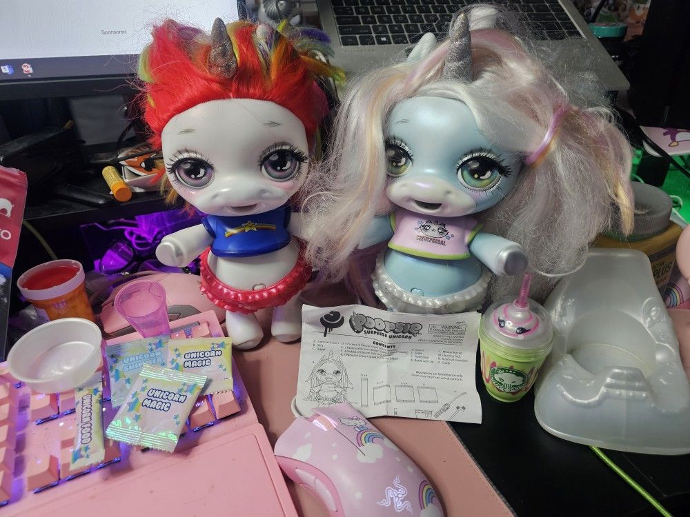 2 Poopsie LOL Unicorn Dolls With Accessories